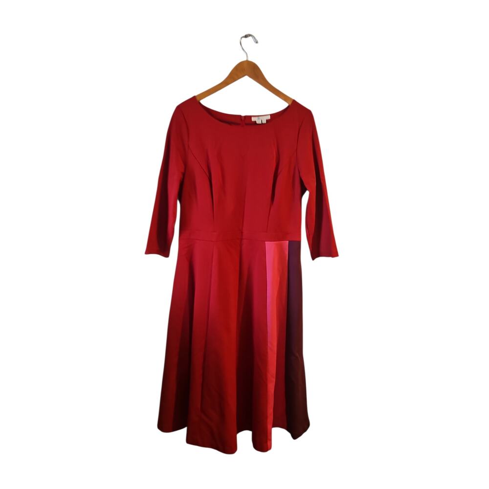 Boden Claudia Ponte Dress, Poinsettia red purple pink sz 14 midi - Picture 6 of 11